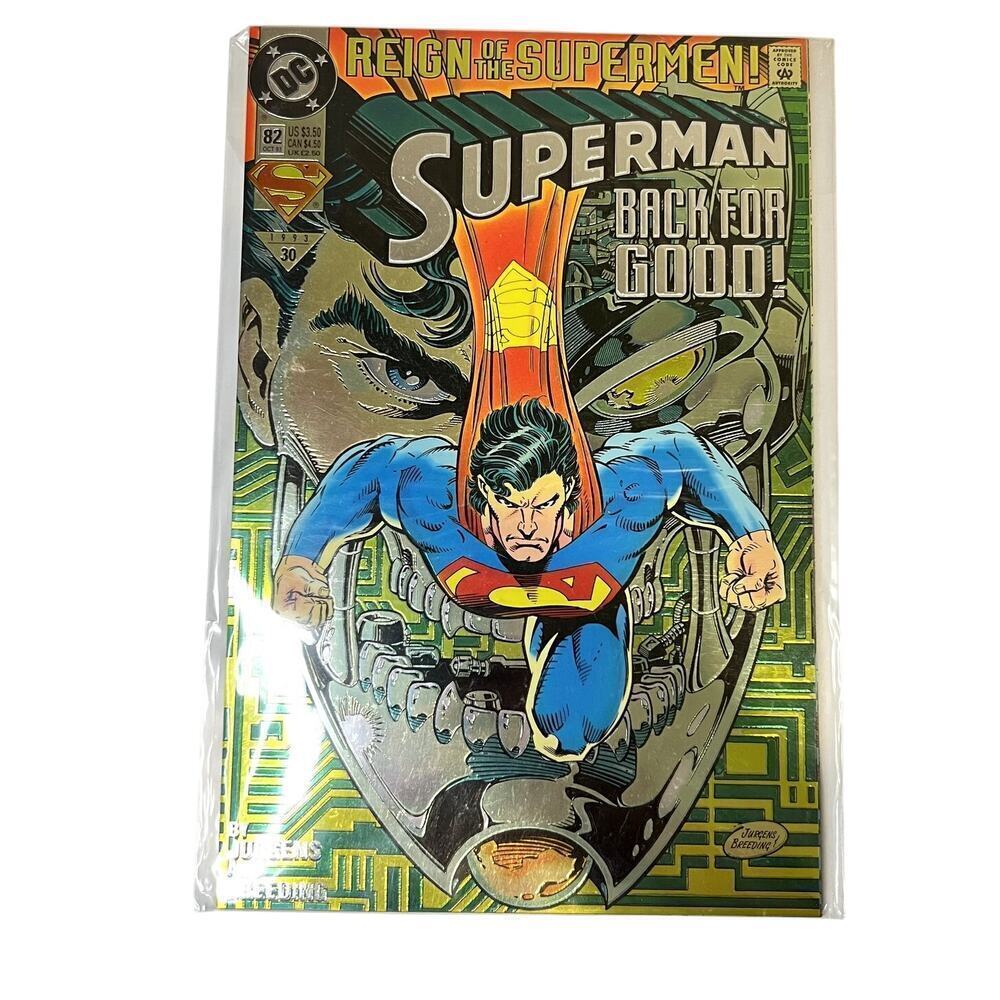 Superman Back For Good #82 DC Comic Reign of Supermen Chromium Foil Cover